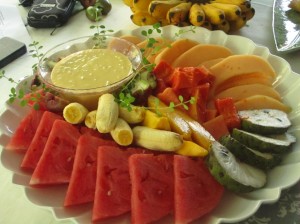 Fruit platter and mango dip