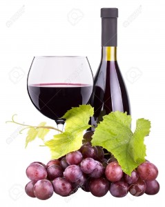 20150852-Ripe-grapes-wine-glass-and-bottle-of-wine-isolated-on-white-Stock-Photo